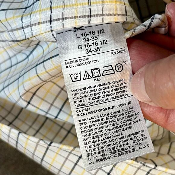 Banana Republic No-Iron Standard Fit Plaid Button Up Long Sleeve Shirt Large - Picture 8 of 9